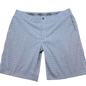 Callaway Golf Shorts Men 40 Grey Plaid Fair Condition Technical Performance
